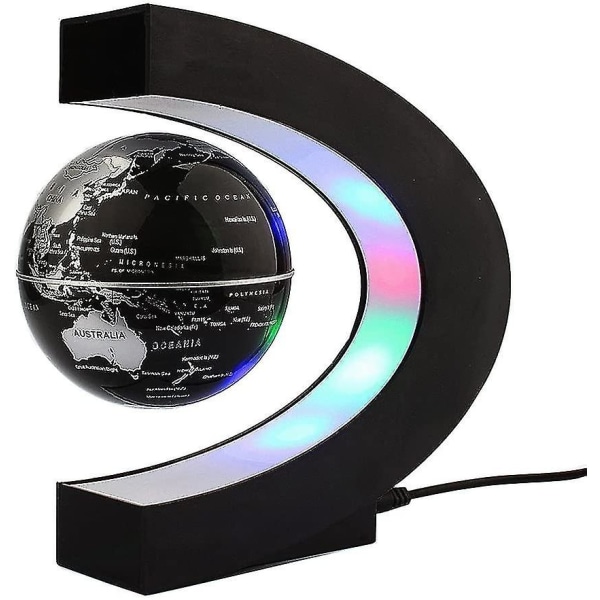 Flytande Globe Med Led Ljus C Form Magnetisk Flytande Globe Världskartadekoration