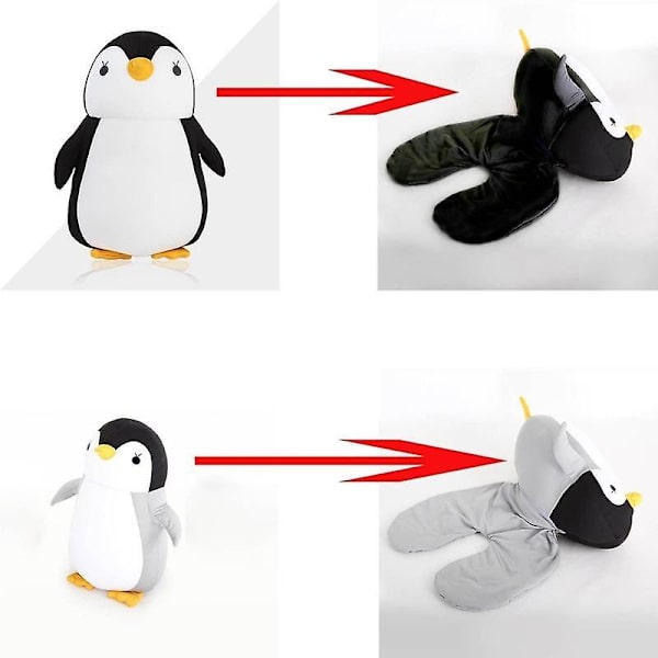 Muotoutuva U-muotoinen matkatyynyt Lentokone Pingviinit Tyyny Pehmo Kaula Tyyny Auto Toimisto Napin niskatuki Grey Penguins