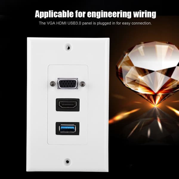 3-port VGA HDMI USB3.0 veggmontert paneladapter