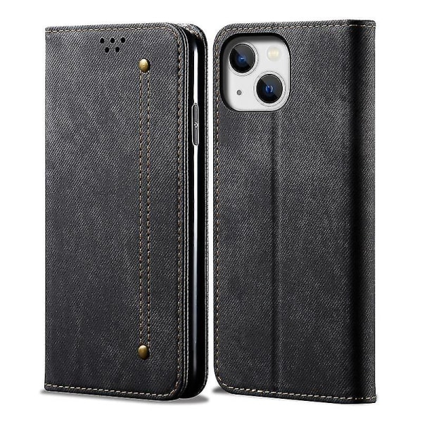 För Iphone 14 Denim Texture Casual Style Phone case (svart)