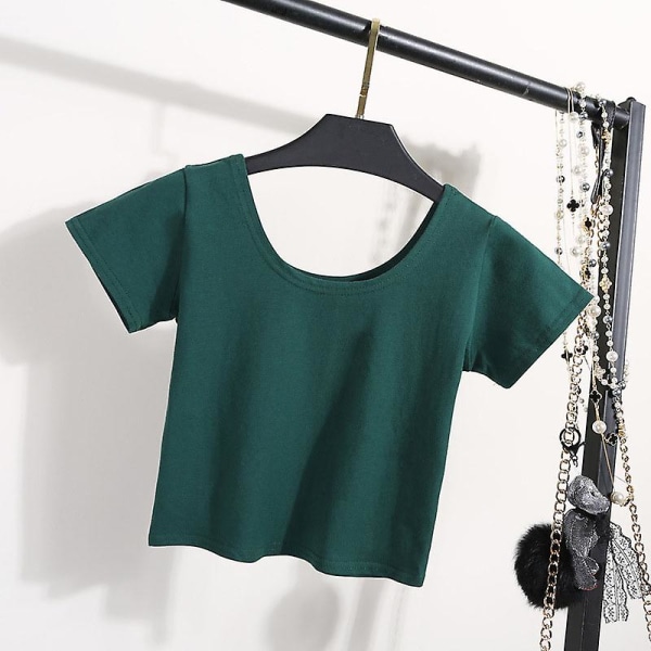 U Neck Sexy Crop Top Naisten Lyhythihainen T-paita Tee Basic Stretch T-paidat Naisten Harajuku Slim Naisten Top Naisten Vaatteet B M