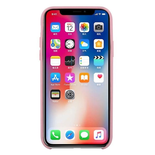 För Iphone X Pure Color Liquid Silicone + PC Dropproof Protective Back Cover Case(rosa)