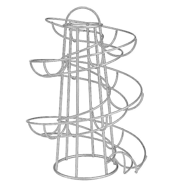 Hhcx-kitchen Spiral Egg Holder Stand Rack Storage Holds Practical Tool Sliver gray