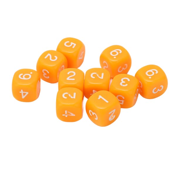20 stk. 6-sidede nummerterninger med runde hjørner, plastikbrætspil, undervisningsværktøjer, orange