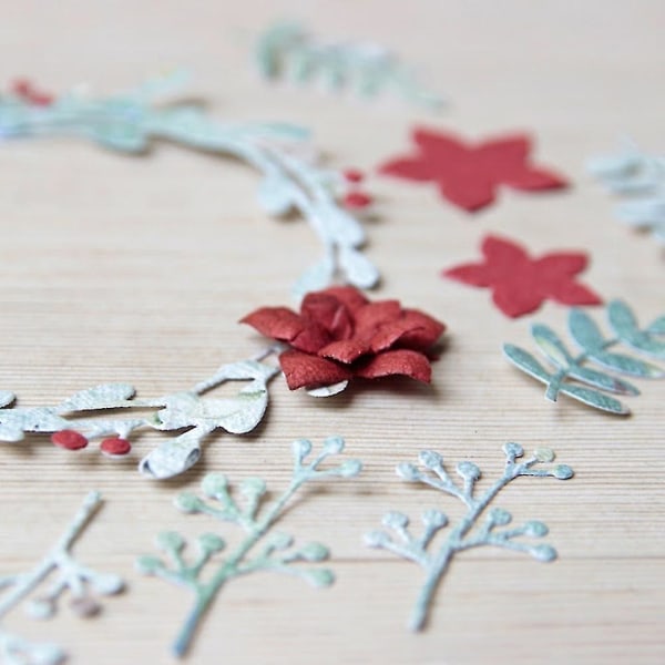 Xmas Flower Garland Cutting Die Diy Scrapbog Papir Cards Making Craft Decor