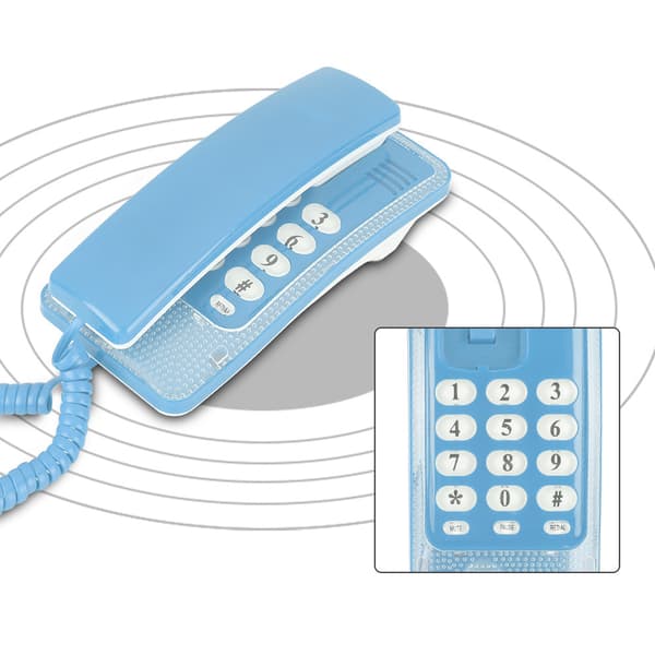 Blå väggmonterad fast telefonförlängning för hotell- och hembruk