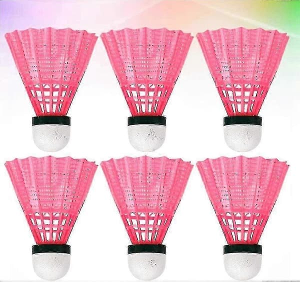 6-pack plast badmintonbollar för utomhusbruk - rosa