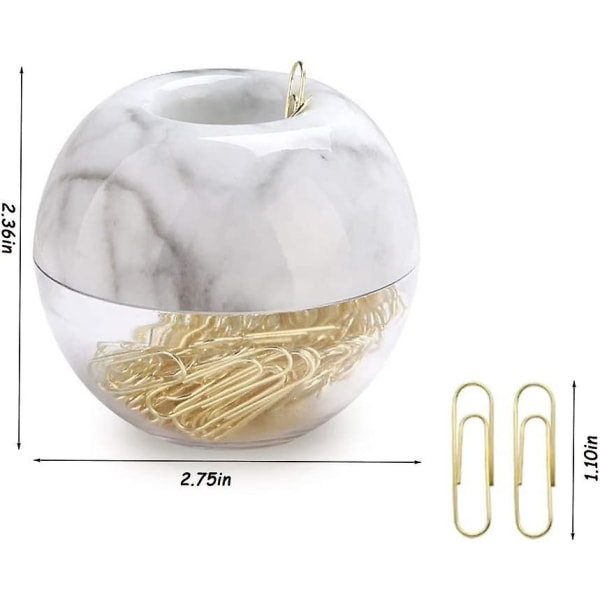 100pcs Gold Paper Clips With Marble White Paper Clips Holder