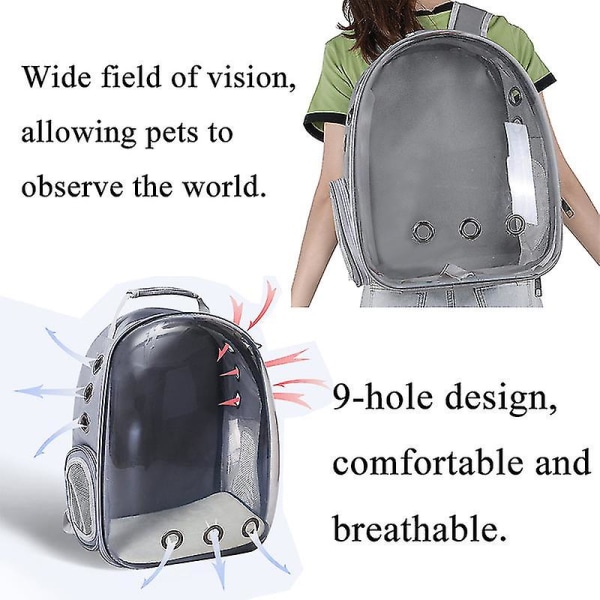 Katte rygsæk udendørs kæledyr skuldertaske Åndbar bærbar rejse gennemsigtig taske velegnet til små hunde og katte Laser No Side Door
