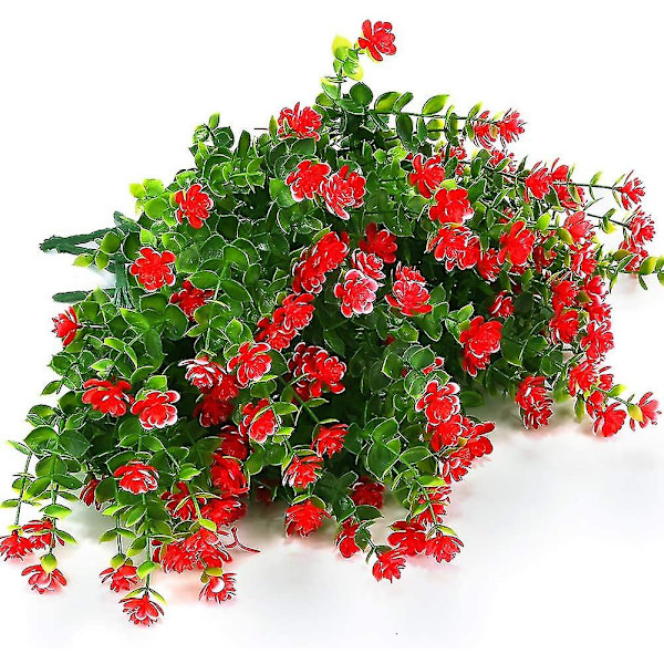 Konstgjorda falska blommor utomhus, falska plast grönt bröllop gårdsinredning 12 st röd lotus red