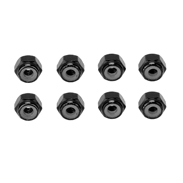 8 st Aluminiumlegering Lås Mutter Nylon Foder M2 Hex Lås Mutter för Axial Scx24 1/24 RC Modeller Svart