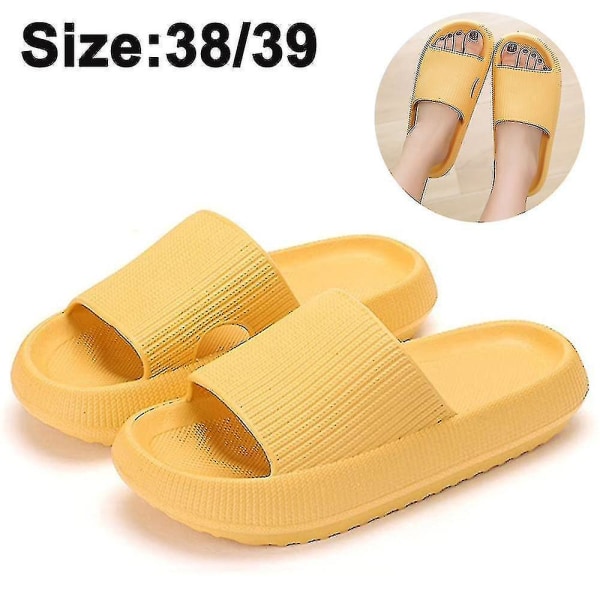 Slippers For Women And Men Quick Drying, Eva Open Toe Soft Non-slip Yellow 38 39