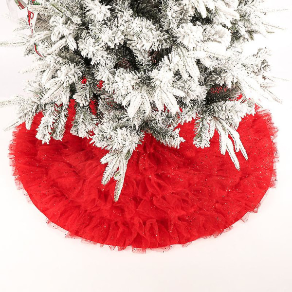Christmas Tree Skirt Red Glitter Tree Skirt Christmas Day Decoration