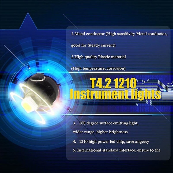 Ny 10st T3 T4.2 1210 3528 T4.7 5050 1 Smd Led Dc12v Bilinstrumentljus Auto Dashboard Dash Lamp Cluster Bulbs 6 Color#294302 Blue