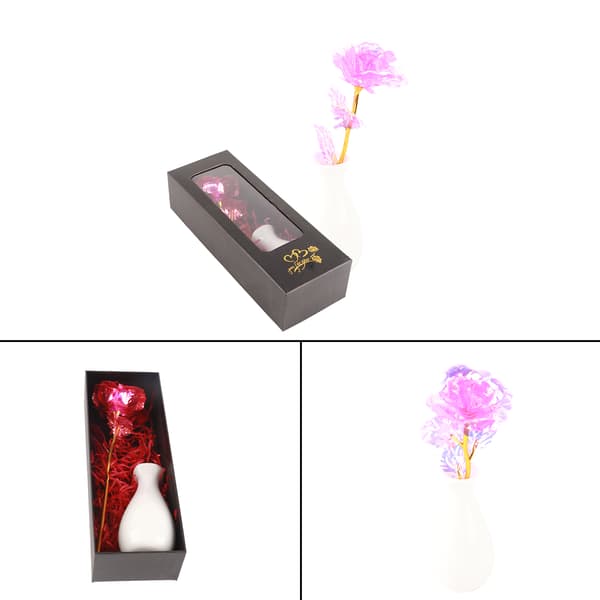 Guld Folie Ros Blomma Glödande Presentförpackning Alla Hjärtans Dag Mors Dag Present