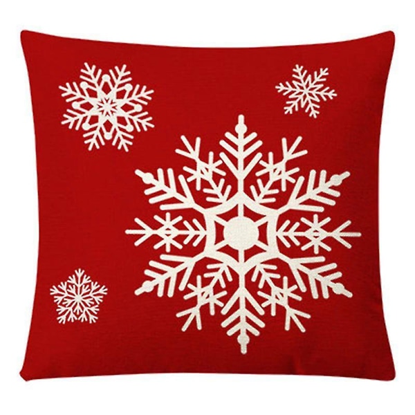 Julkuddfodral Set med 4 Linne Julkuddfodral 18 X 18" Xmas Design Kuddfodral för soffa
