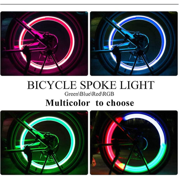 4 x LED-cykelhjulsljus, vattentät LED-cykelhjulsljus med 3 blinkande lägen LED-cykelhjulsljus för vuxen- och barncykel - grön