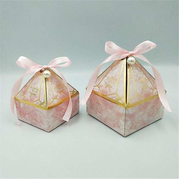 Gaveæske Bryllupsartikler Fest Candy Box Baby Shower Papir Chokoladeæsker Bronzing Emballageæsker L 8.5x8.5x10cm Pink Pearl