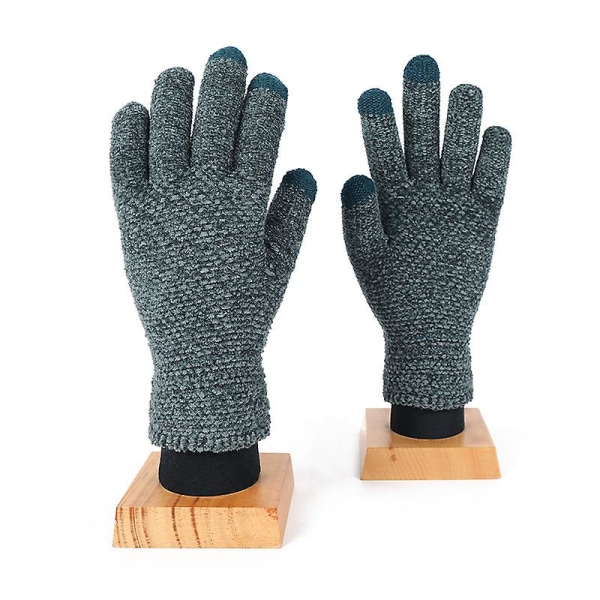 Stickade handskar "pekskärmshandskar dam, varma stickade handskar" (2 par) green