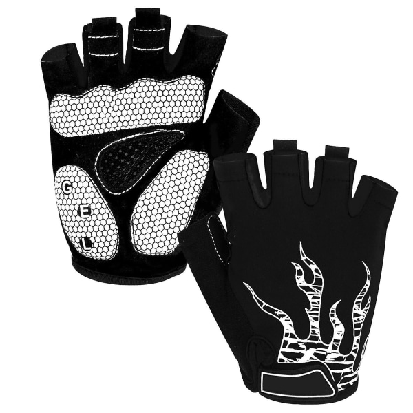 1 par Antisladd Half Finger Ridhandskar Lycra Svettabsorberande Cykelhandskar Sporttillbehör Black With White M