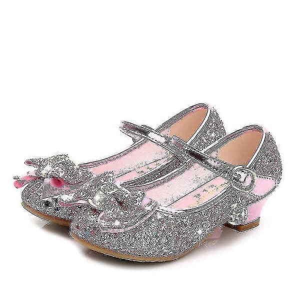 Prinsessebarn Skinnsko For Jenter Blomst Casual Glitter Barn Høyhælte Sko B blå B blue 38