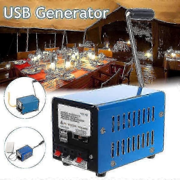 Nødgenerator med håndsving - Højeffektiv Dynamo USB-oplader til Camping