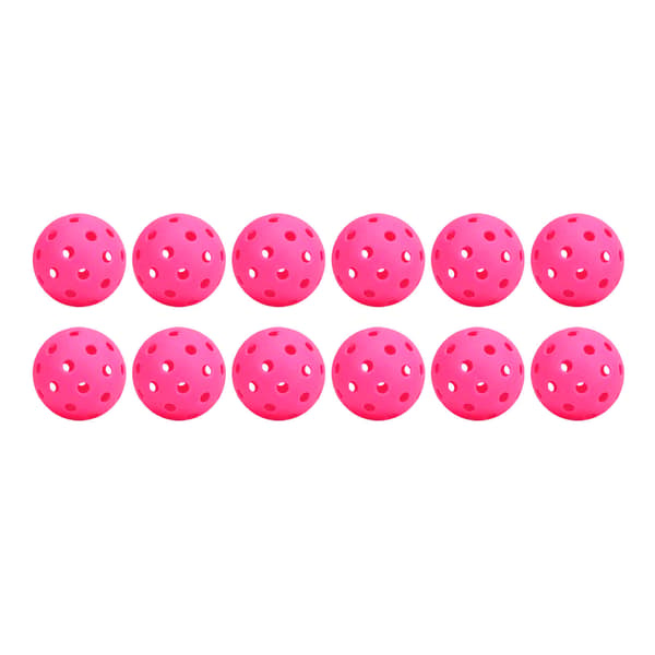 12 stk. 74 mm højelastiske pink pickleballs til udendørs spil