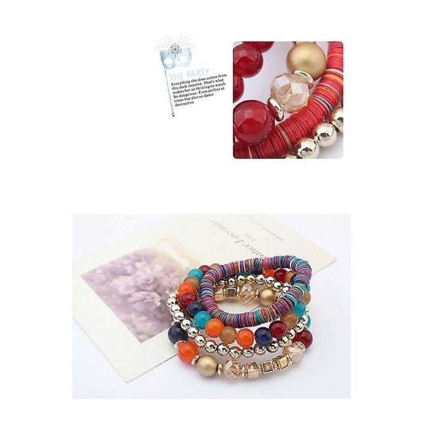Kvinders 4 stk farverige perler flerlags armbånd Infinity håndlavede wrap armbånd