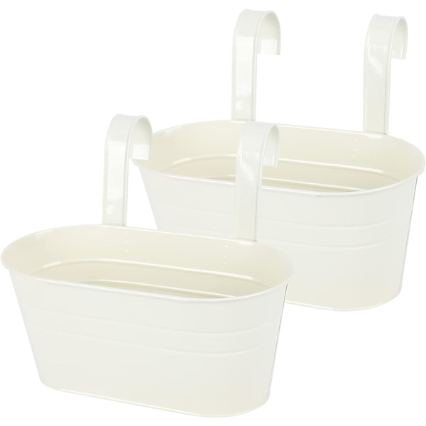 2 Pack Oval Iron Planter Ruukut Riippuva istutuskone seinään, ikkunaan, patiolle, puutarhaan