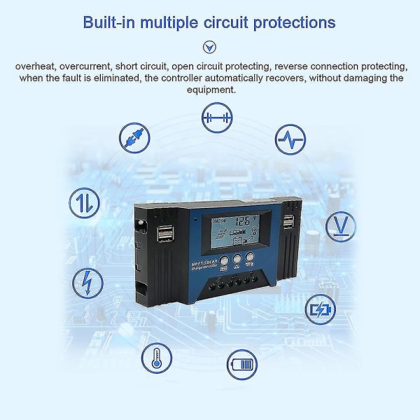 100a Mppt Air Charge Cont 12/24v Auto Focu Oar Pane Cont Akku Inteigent Regulaator 4 Output Adjutabe Parametri Cd Di 100A