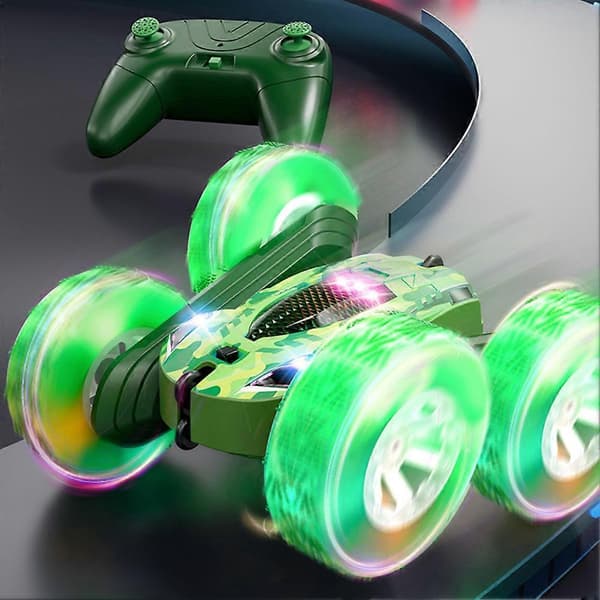 RC-Stuntbil Legetøj Dobbeltsidede Køretøjer 360 Rotation med LED-lys til Børn Pink