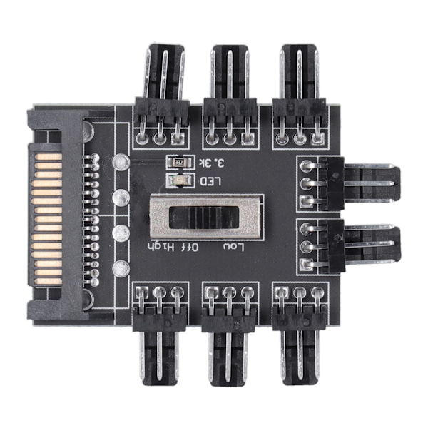 Computer Fan Hub Splitter 8-vejs Hastighedsregulator 3-Pin Forlængerkabel SATA Interface