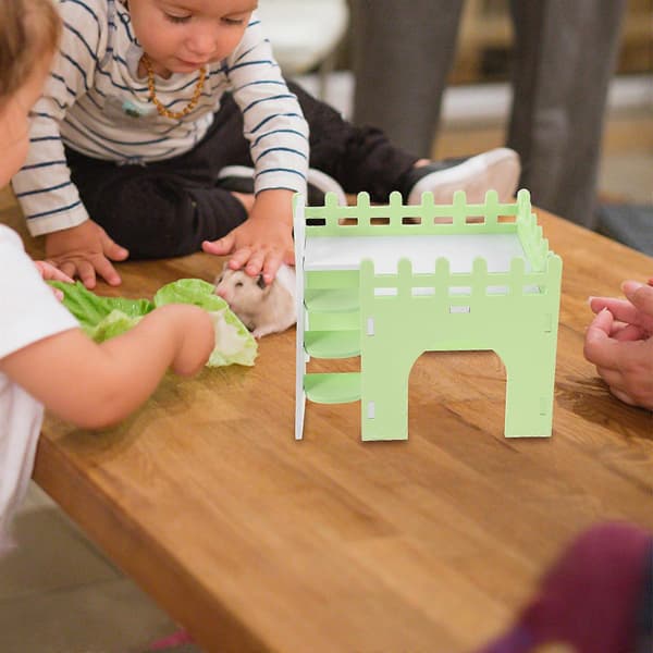 【BQ】Lille dyr farverigt gemmested Dobbelt-dæk PVC Hamster Hvile Sove Lege Gemmested Marsvin Rotte Hjem