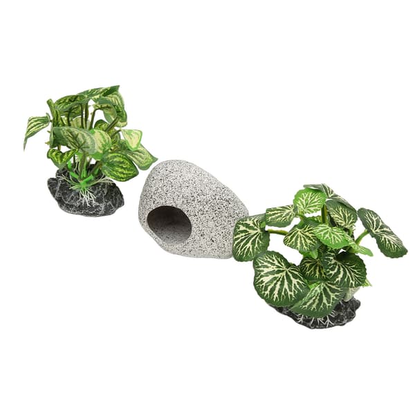 Kunstige akvarieplanter simuleringsdekor sett keramisk steinhule akvarium