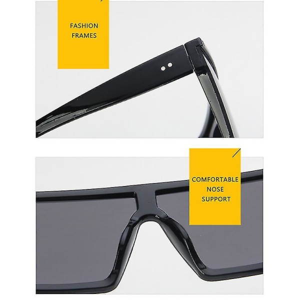 Ny trend Stor ram i ett stycke Uv400 Solglasögon Street Shooting Solglasögon för män/kvinnor Retro black
