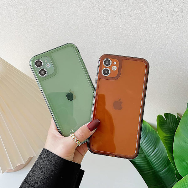 Liangnv-fodral för Iphone12 Mini (inte för Iphone 12), genomskinlig mjuk silikonskyddsskyddande retrofärg Transparent stötsäker telefonfodral - grön