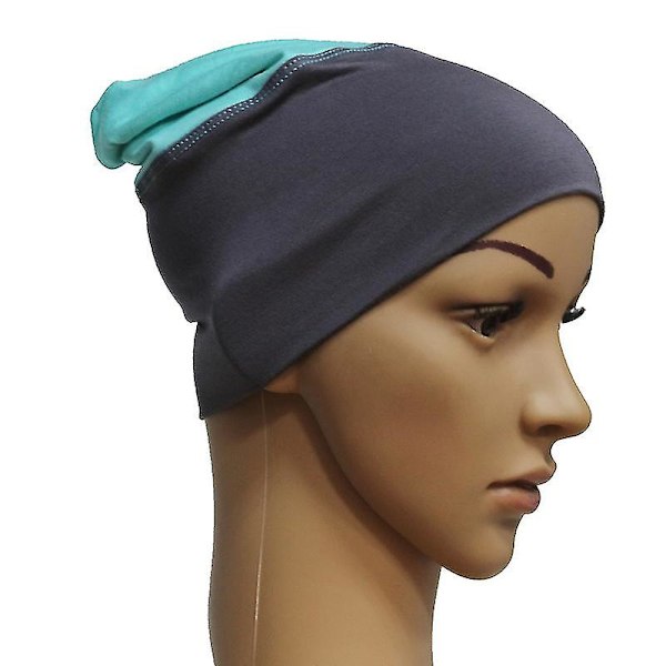 Naisten islamilainen muslimipäällinen huivin alla oleva cap Hijab-päähineet, turbaani sisähattu Grey Blue Green
