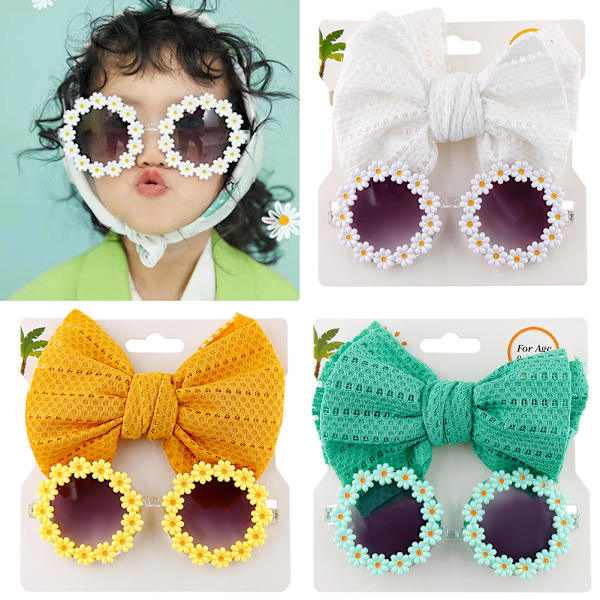 2 kpl / set Daisy Flower -aurinkolasit elastisella nylon baby Bohemia Beach