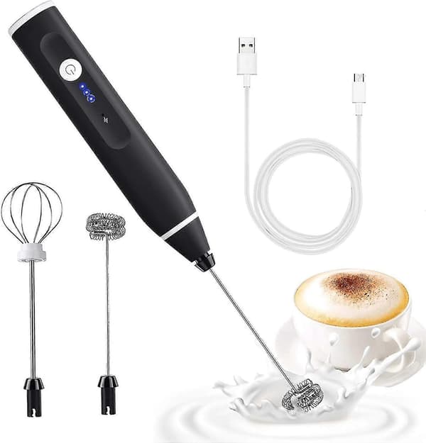 Elektrisk melkeskummer med dobbel visp, USB-oppladbar