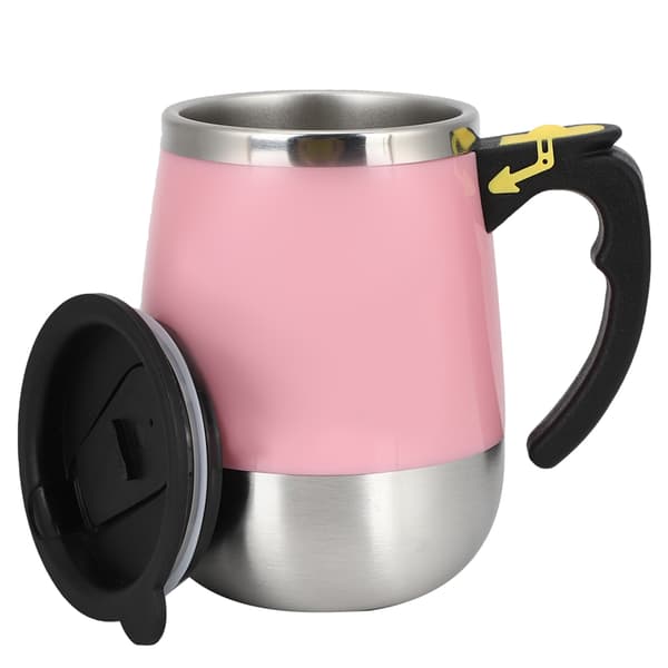 USB-lading Rustfritt Stål Selvrørende Magnetisk Blandekopp 400ml Rosa