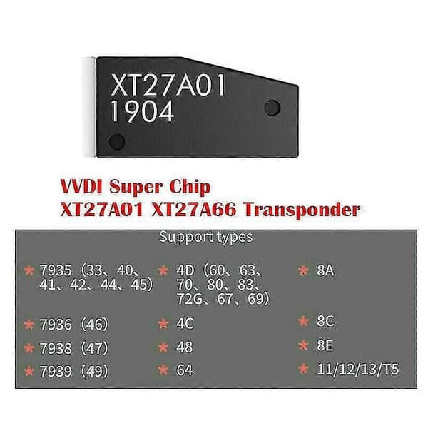 2 stk. Vvdi Super Chip Xt27a01 Xt27a66 Transponder til Id46/40/43/4d/8c/8a/t3/47 til Vvdi2 Vvdi Mini Black