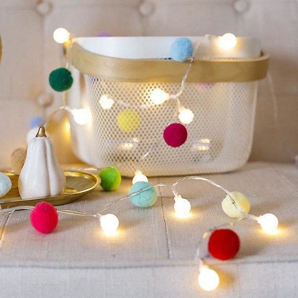 Batteridrivna Led String Lights, Globe Pompoms Bollar Jul Inomhus (rosa) Färgglada Colorful