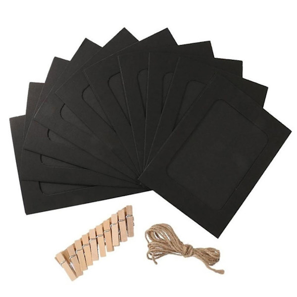 1 Set Hanging Photo Frames Adjustable Hanging Rope Dust-proof Paper Diy Photo Collage Frames Home Decoration Black