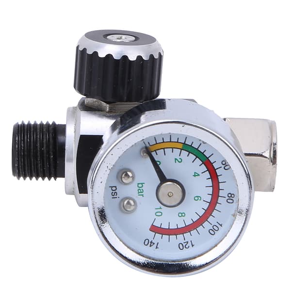 Lufttryksregulator 0-10bar/0-140psi Aluminiumlegeringsventil 1/4inBSPP Indløbsudløbsstik Sølv