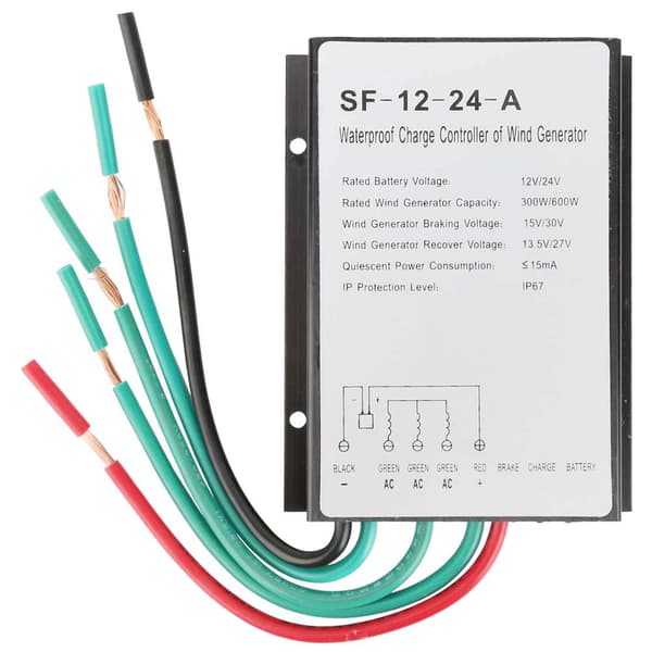12V/24V 300W/600W Vandtæt Vindmølle Generator Ladecontroller Regulator