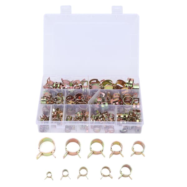 Spring Clips Clamps Sortiment Kit - 100 st för luftslang, vattenrör, fordonsbränsleledning