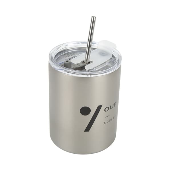 35 cl Rostfri Stål Isolerad Kaffekopp med Lock och Sugrör Silver
