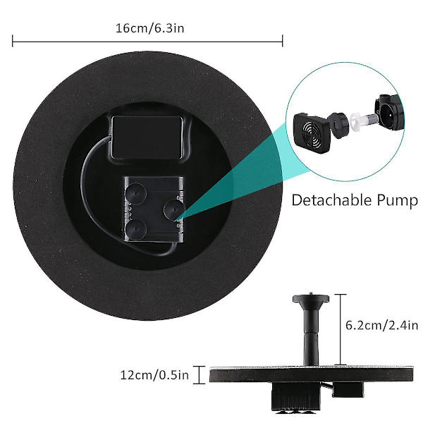 Fristående 1,4w flytande fågelbad utomhus fontänpump