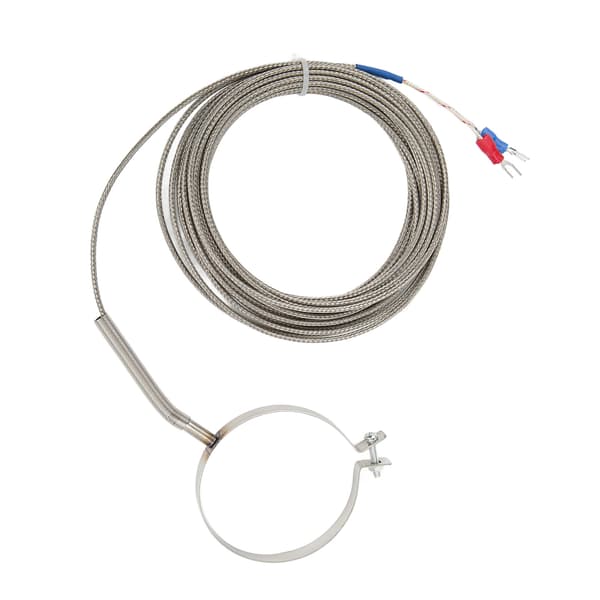 60 mm rustfrit stål termoelement 0‑400°C K Type temperaturføler gevind til industri 5 m / 16,4 ft