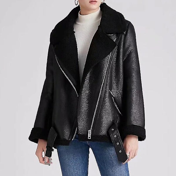 Dame fåreskind læderfrakke Off White XL
